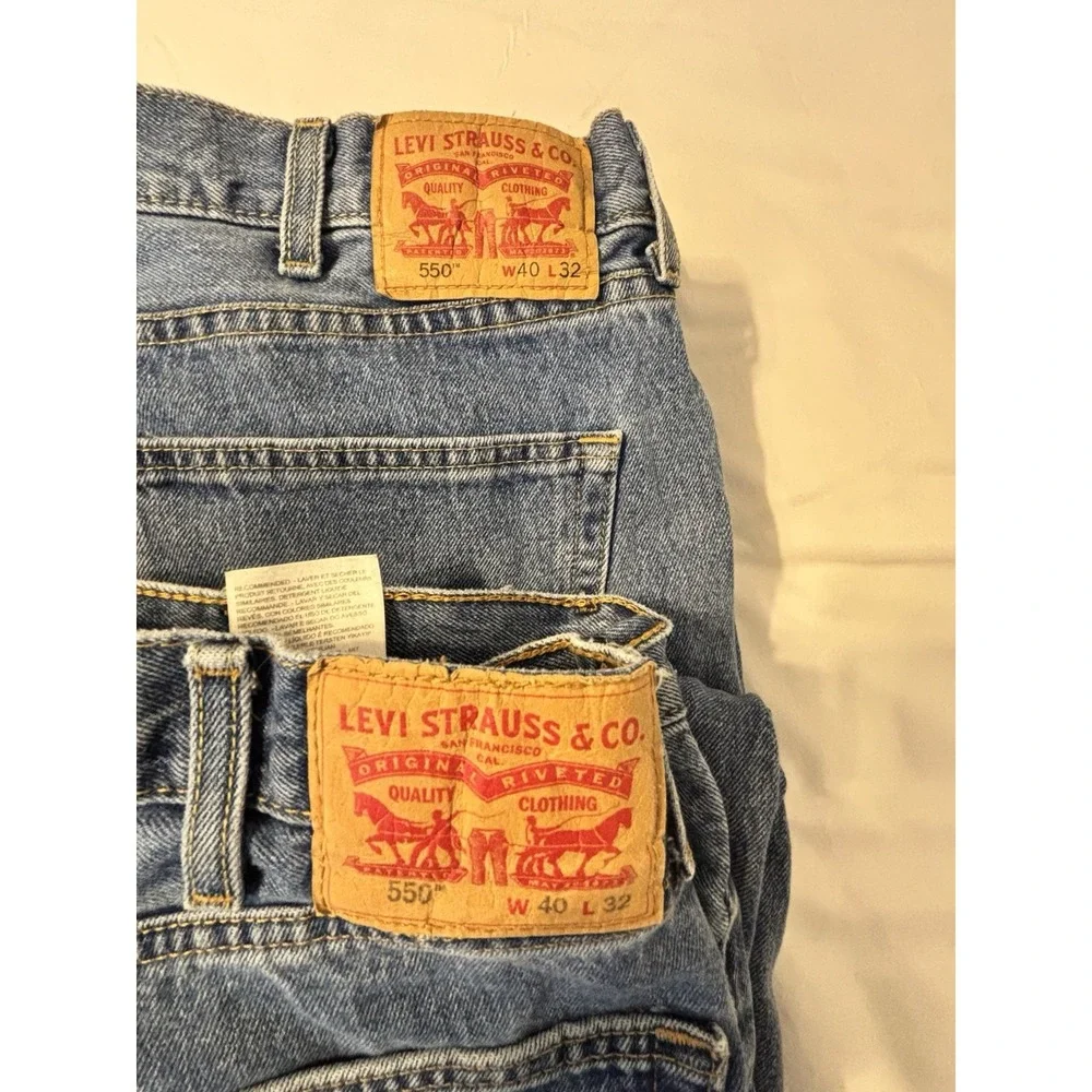 Levi's 550 Jeans 40x30 Exact Relaxed Straight Medium‎ Wash Denim Baggy 2 Pair